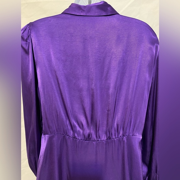 Zara Purple Satin Effect Jewel Buttoned Mini Dress Size L - Picture 11 of 12